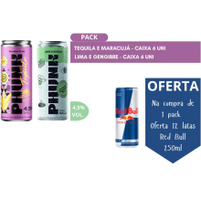 na compra de 1 pack phunk - 
oferta 12 latas red bull 250ml