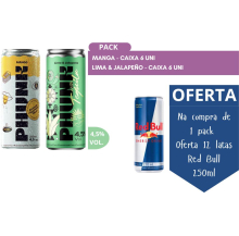 na compra de 1 pack phunk - 
oferta 12 latas red bull 250ml
