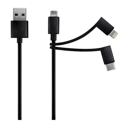 cabo usb a / 3 em 1 preto